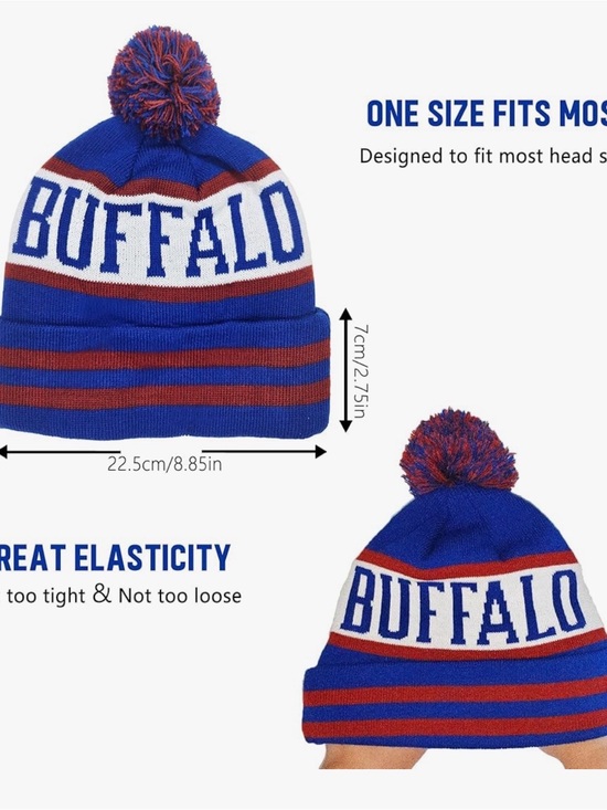 Other - BUFFALO Knit Pom Beanie - Blue & Red